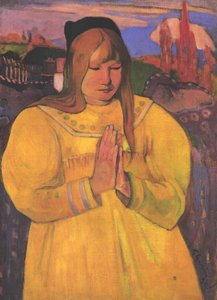 Biddende Bretonse vrouw door Paul Gauguin